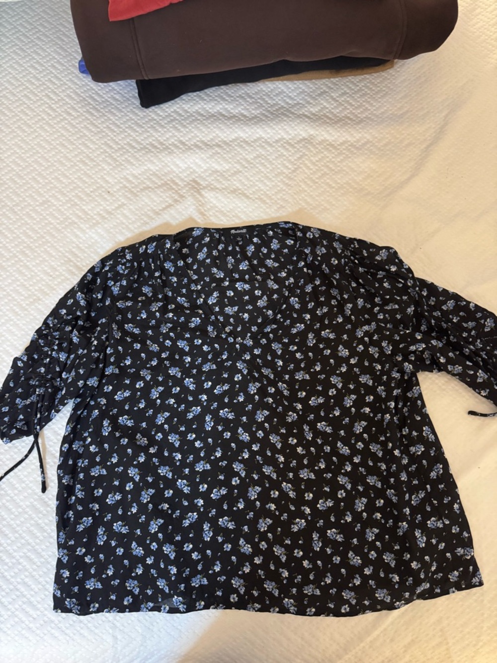 Black Floral Tie-Sleeve Women's Blouse - Madewell